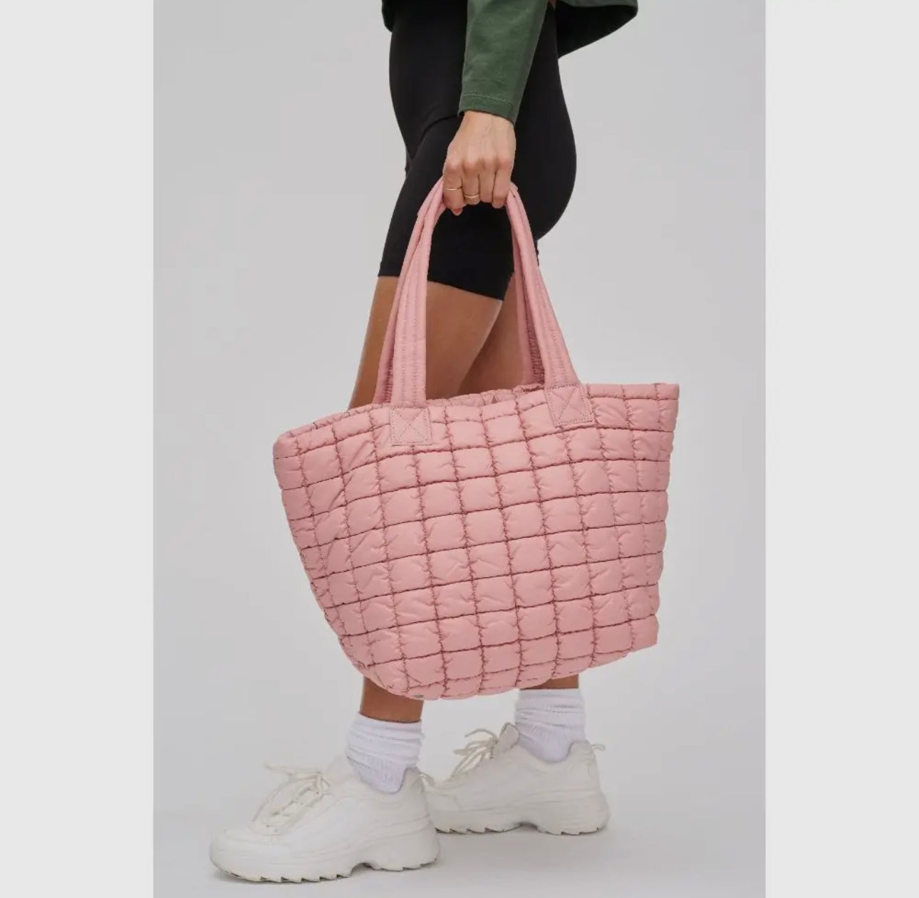 Quilted Puffer Nylon Tote Bag